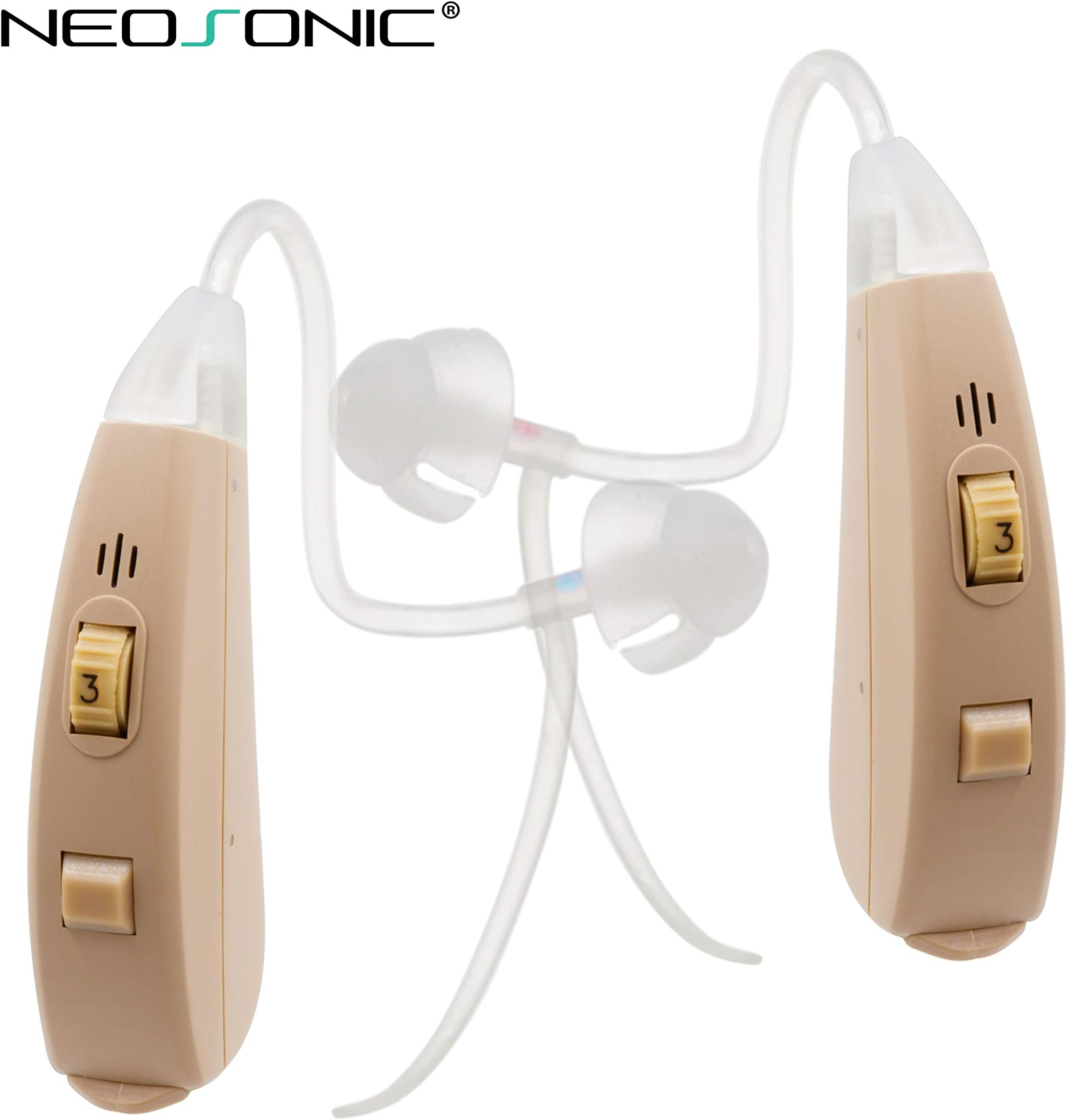 Neosonic Hearing Amplifier EZ to Aid and Assist Hearing, Easy Handling with a Unique Volume Control Wheel, Digital Sound Amplifier PSAP Device for Adults and Seniors