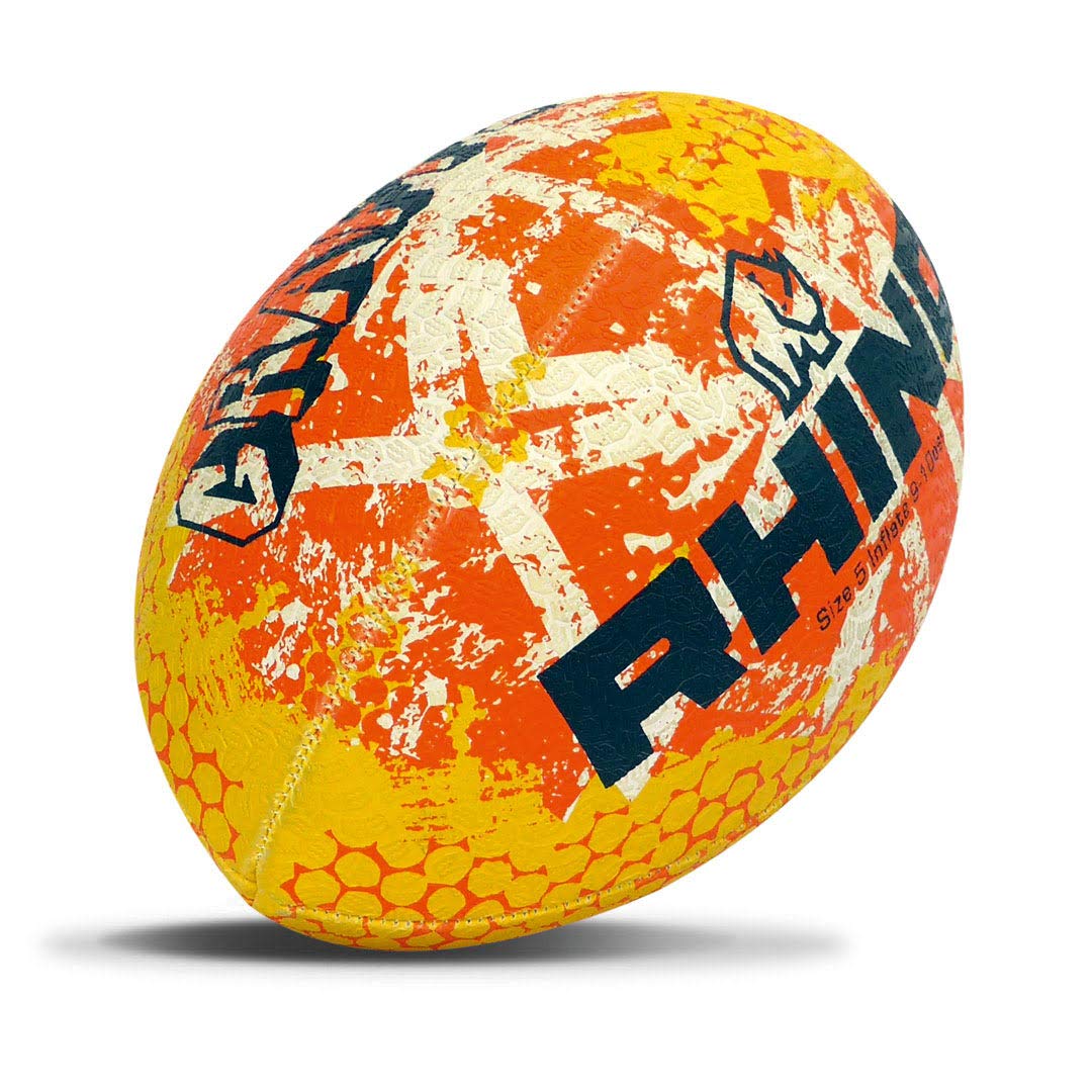 Rhino Graffiti Rugby Ball (Orange Yellow, 5)
