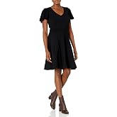Eliza J Women's Flutter Sleeve V-Neck Fit and Flare Knit Dress