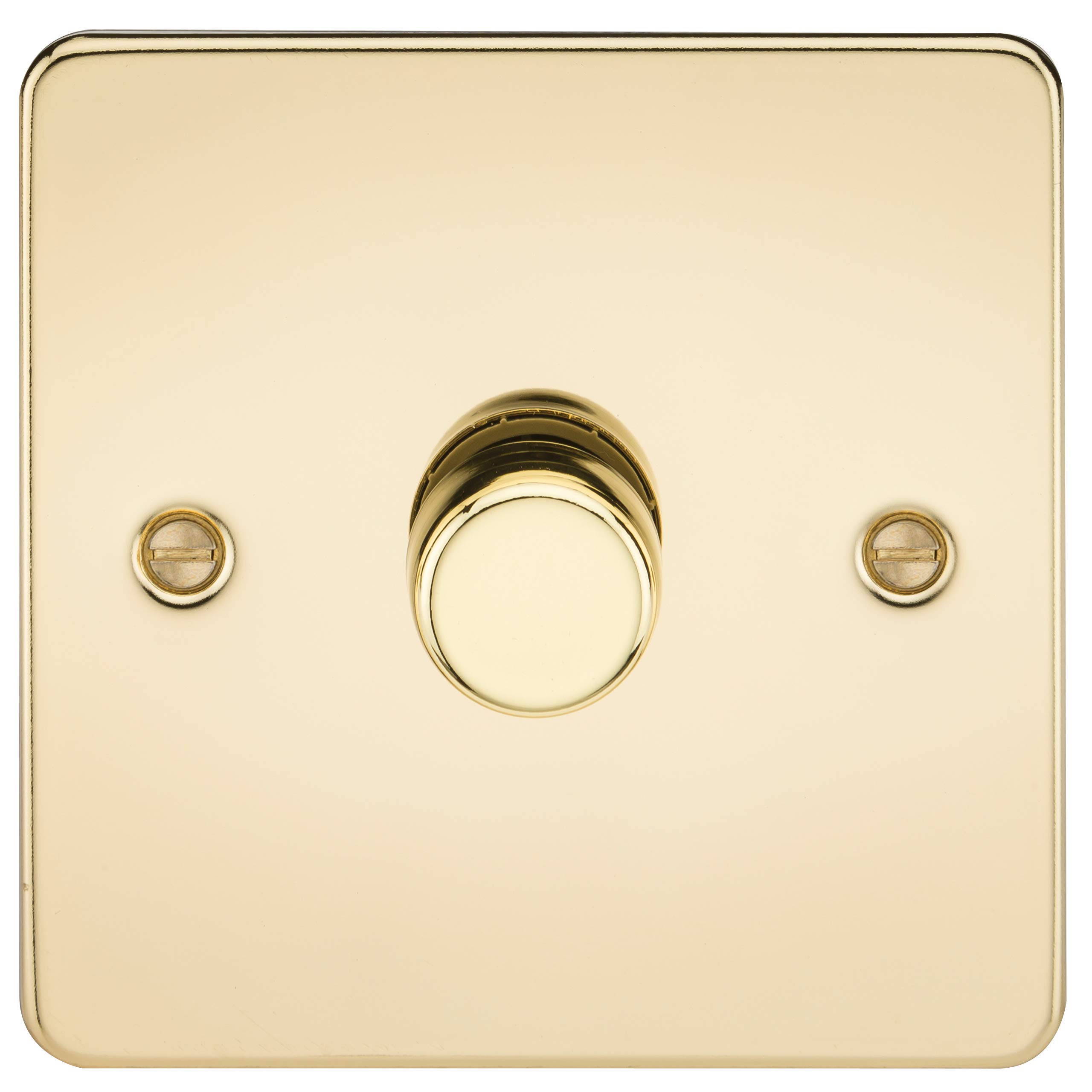 Knightsbridge FP2181PB Flat Plate 1G 2 Way 10-200W (5-150W LED) Trailing Edge dimmer - Polished Brass — image 1