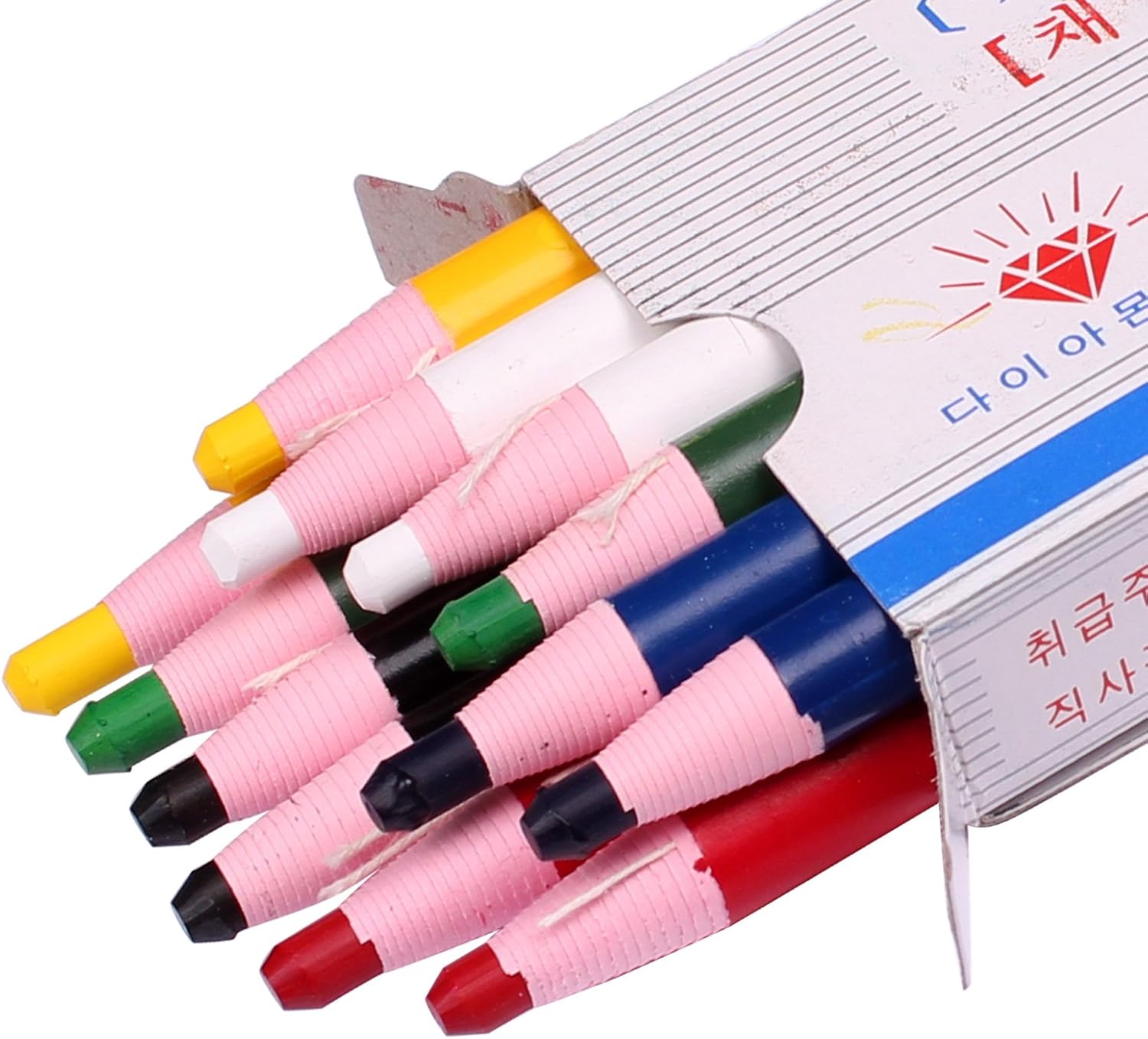 Diamond Peel-Off China Markers, Glass, Cellophane, Vinyl, Metal, Skin, Etc..Assorted - Pack of 12 (Color Mix - 2×6 Color) : Office Products
