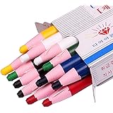Diamond Peel-Off China Markers,Glass, Cellophane, Vinyl,Metal, Skin, Etc..Assorted - Pack of 12 (Color Mix - 2×6 Color)