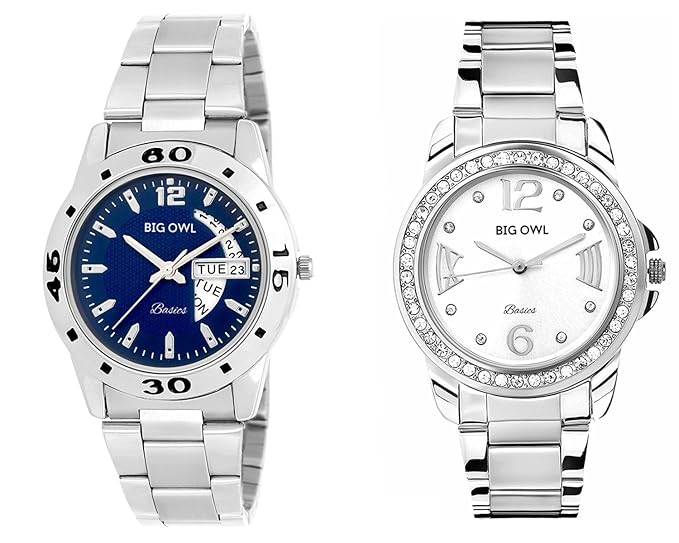 Bigowl Analogue Multicolor Dial Mens & Womens Couple Watch - WOMEN02-WOMEN03