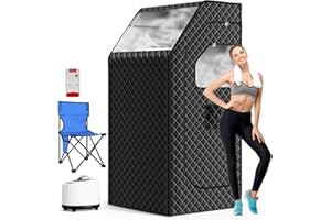 bsdonte Portable Sauna for Home, Personal Steam Sauna Box, Indoor Sauna Tent at Home Full Body with 1000W 2.6L Steamer, Timer, Remote Control, Folding Chair, 9 Levels Heating, 2.6' x 2.6' x 5.9'