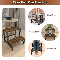 Tigerden Wooden 2 Step Stool for Toddlers Kids and