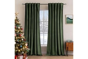 MIULEE Velvet Curtains 84 inches 2 Panels - Luxury Blackout Curtains for Bedroom Living Room Thermal Insulated Super Soft Window Drapes Rod Pocket & Back Tab, Olive Green, W52 x L84 inches
