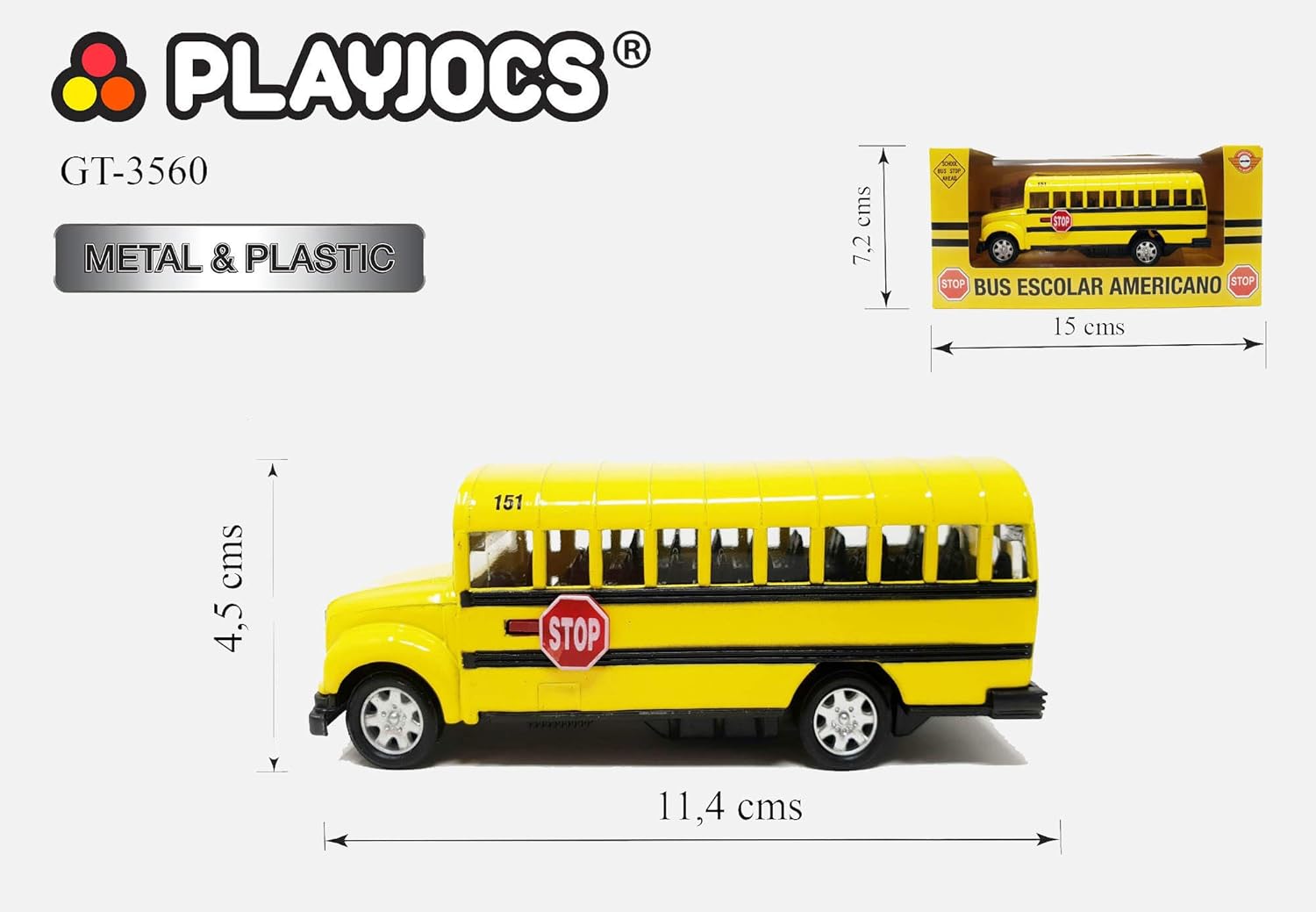 PLAYJOCS GT-8162 Barcelona Bus Spielzeug - 16,5cm Metallmodell Mit öffnenden Türen