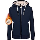 MoFiz Zip up Womens Hoodies Winter Fleece Sherpa Lined Sweatshirt Thick Warm Hooded Jacket with Zipper Pockets