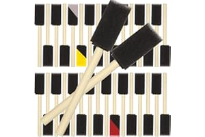 FWEEK 100 Pack 1 inch Foam Brush Sponge Wood Handle Paint Brush Foam Sponge Brush for Acrylics, Stains, Varnishes, Crafts