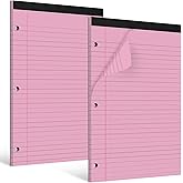 HAUTOCO 2 Pack 8.5 x 11 Legal Pads Pink Wide Ruled Notepads Perforated Writing Pads, 30 Sheets Per Notepad, 3-Hole Punched Paper, Writing Note Pads for School, Home, Office, Business