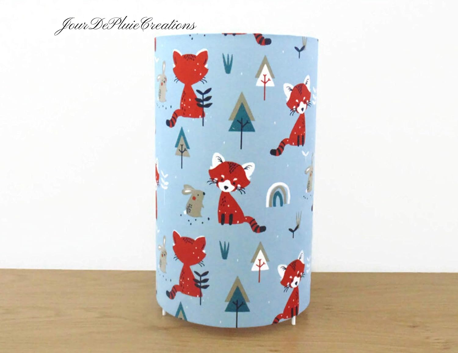 Idee Cadeau Noel Naissance Chambre Bebe Lampe Tube Tissu Bleu Motifs Panda Roux Et Lapin Luminaire Lampe Dappoint Taille Personnalisable Lampe Chevet Bebe Et Puericulture Produits Handmade Mkyra Org
