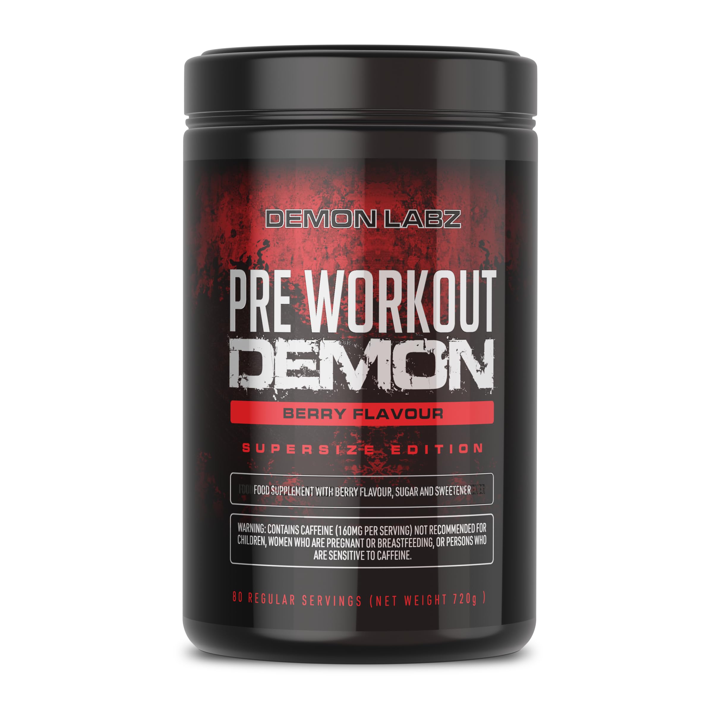 Pre Workout Demon - Advanced Pre-Workout Energy Powder with Creatine, Caffeine, Beta-Alanine & Glutamine, Berry Blast, 720g - 80 Servings