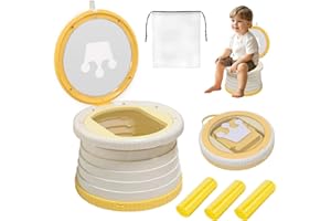 SUNNYSMILE Portable, Foldable Potty seat for Toddler, Training Toilet Seat Emergency Toilet The Bottom Has the Function of Storing Garbage Bags for Car, Camping, (orange color)
