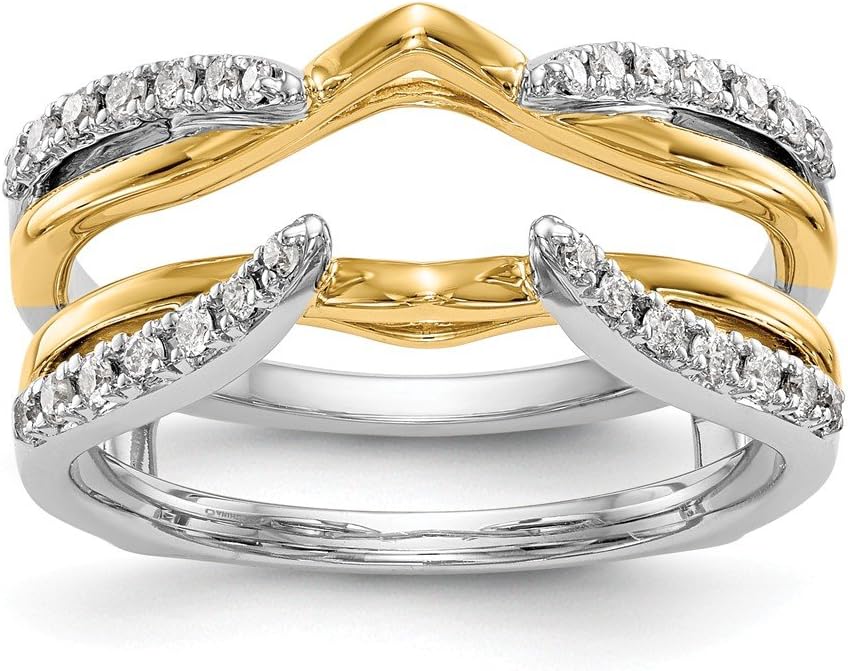 14K Two-tone Diamond Enhancer Ring Guard Wrap 0.248 cttw Fine Jewelry Gift for Valentines day