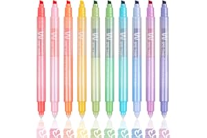 HANKU Erasable Highlighters, 10 Pastel Highlighters Assorted Colors, Dual Tip Cute Erasable Highlighter Pens No Bleed Through for Bullet Journaling, Bible Study, School Office Supplies