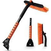 EcoNour 27" 3 in1 Snow Brush with ice Scraper for car Windshield and Window | 360&deg; Aluminum Rotatable Snow Brush for car | Winter Snow Removal Tools with Detachable Foam Grip | Winter Car Accessories