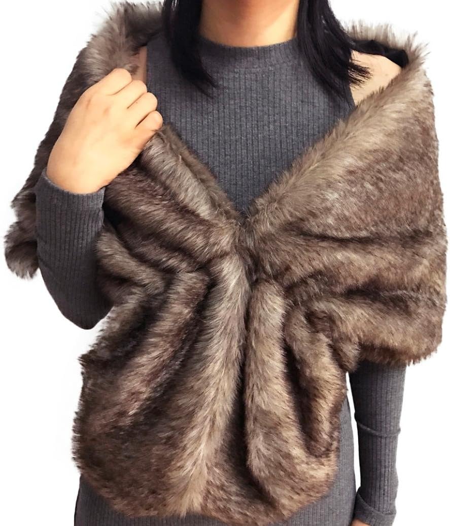Women Faux Fur Long Shawl Stole Wrap Shrug Scarf Pashmina Shawl Blanket Scarf Wedding Shawl Scarves And Wraps