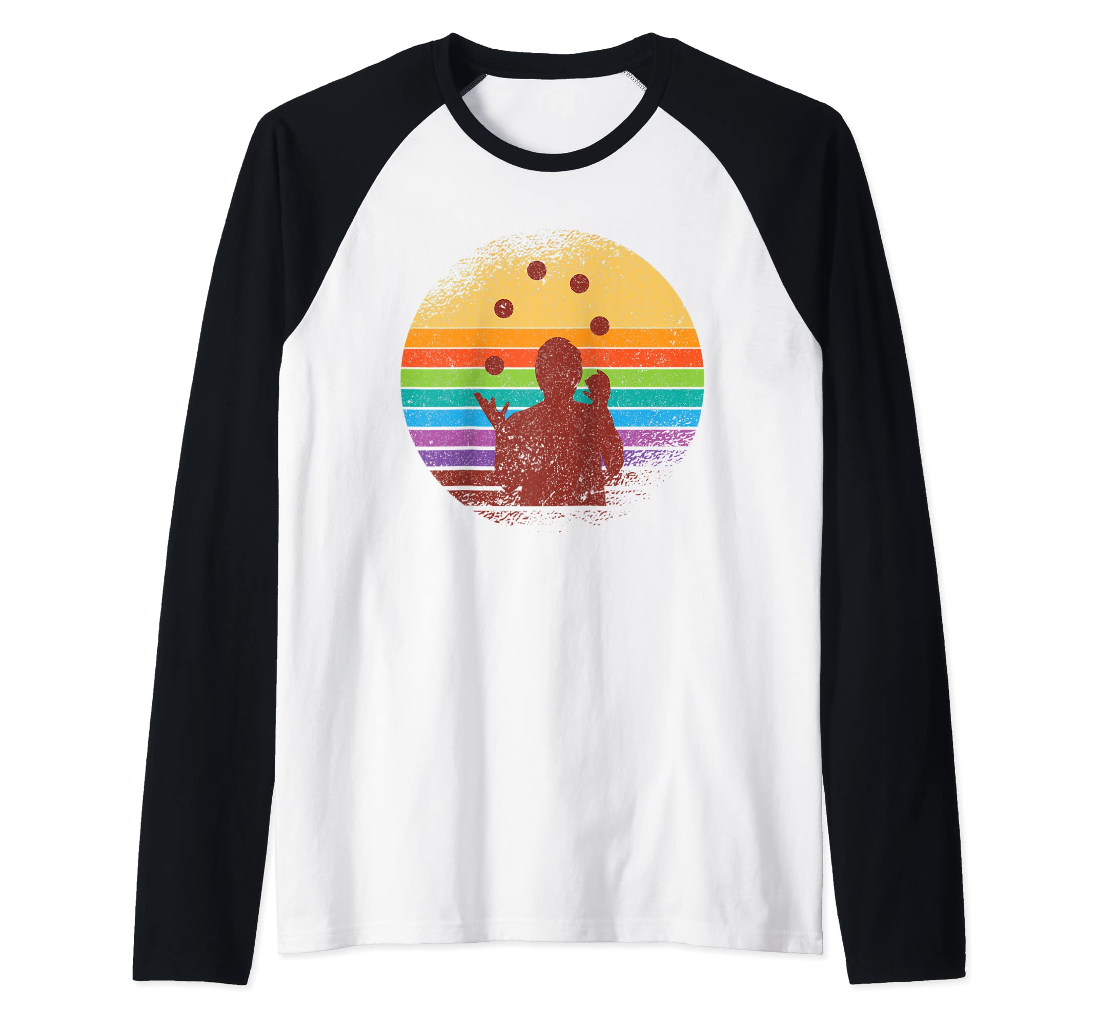 Juggling Vintage Retro Juggler Raglan Baseball Tee