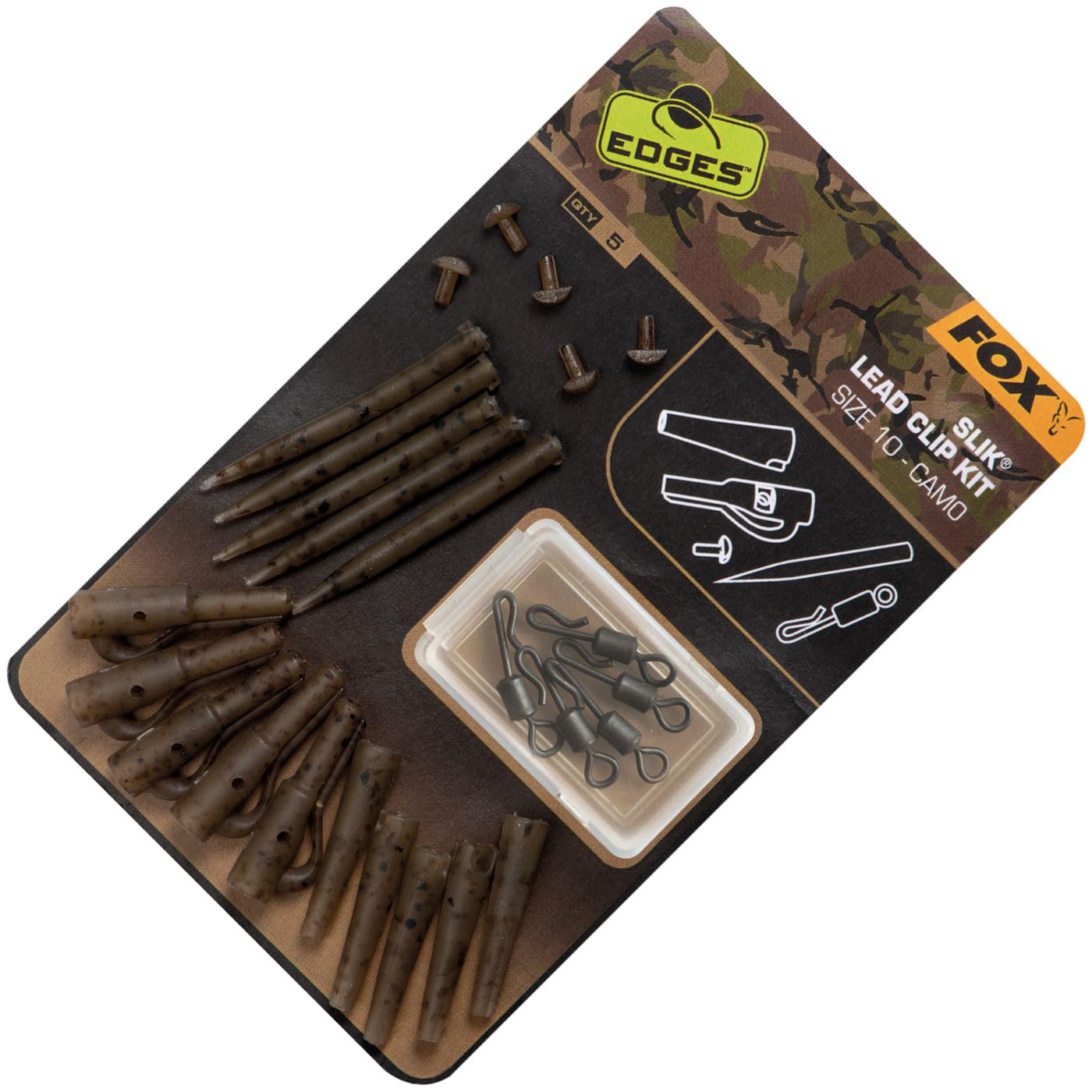 Fox Edges Camo Silk Lead Clip Kit Size 10 CAC779