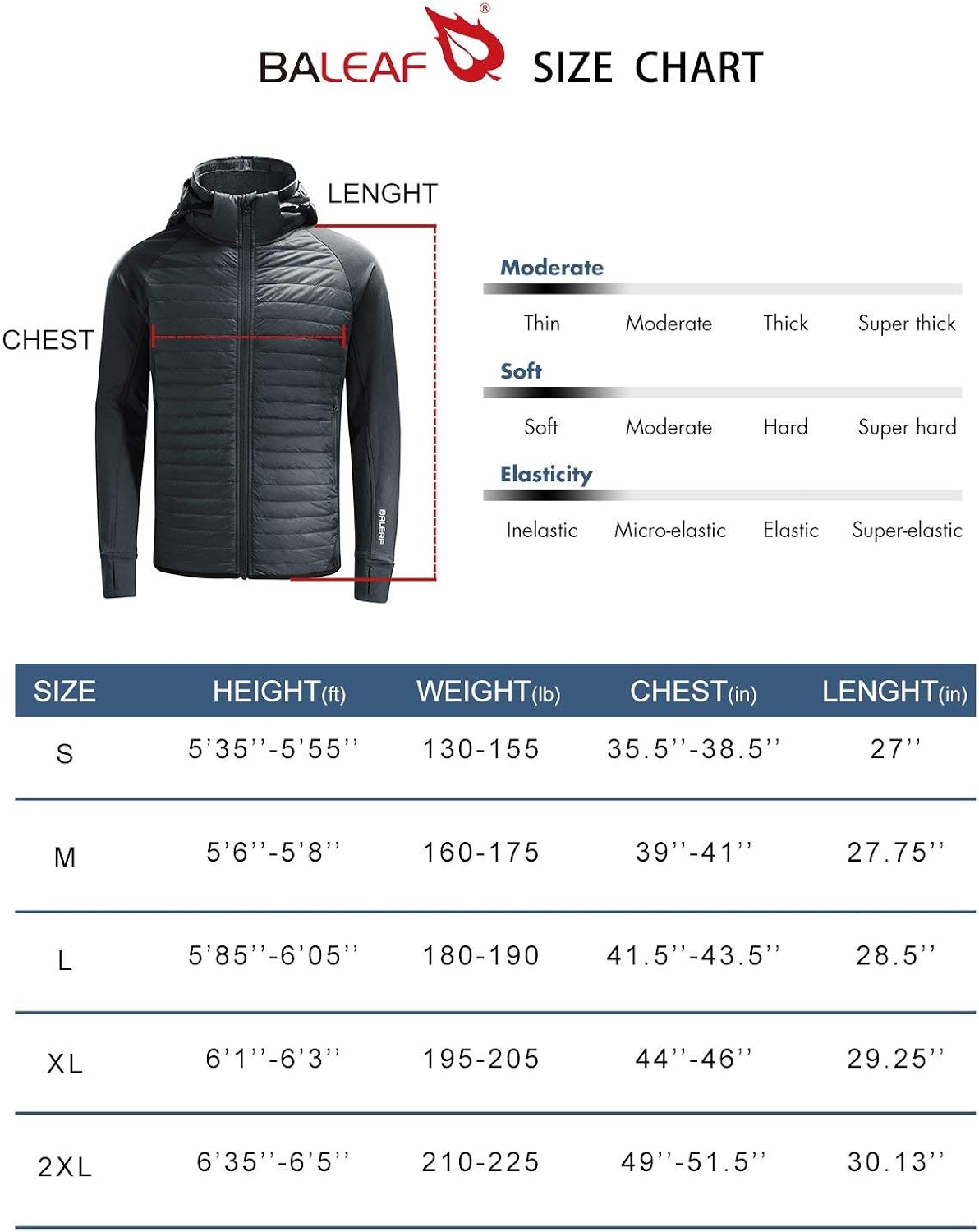 BALEAF Men's Lightweight Warm Puffer Jacket Winter Down Jacket Thermal Hybrid Hiking Coat Water Resistant Packable: Clothing