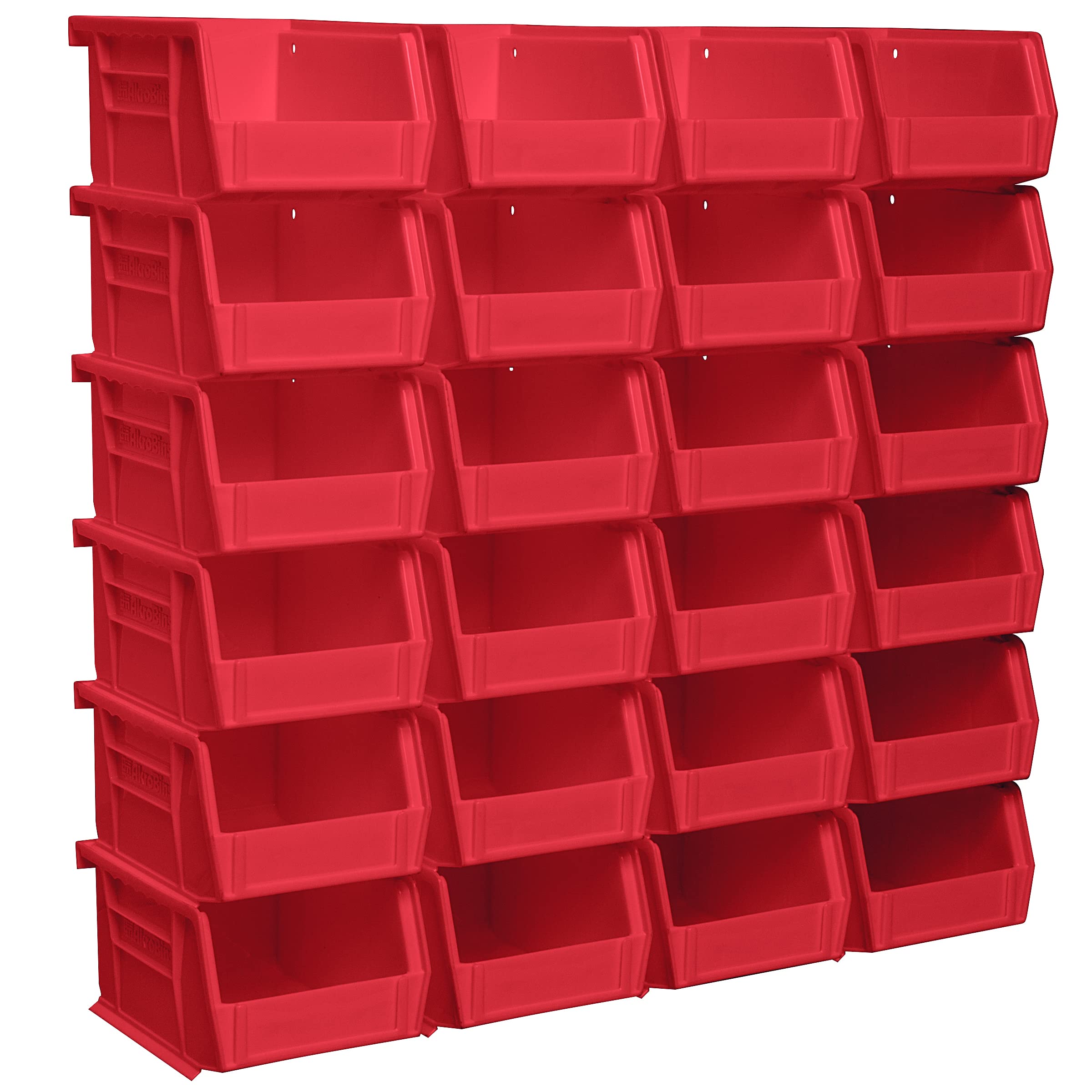 Akro-Mils 30210 AkroBins Plastic Storage Bins, Space-Saving Stackable Bins for Garage, Pantry, Craft Organization, 5-Inch x 4-Inch x 3-Inch, Red, 24-Pack