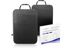 SURDOCA Kick Mats Back Seat Protector for Kids, Leather Car Back Seat Cover for Child, Offers Waterproof Protection of Car Seat Back from Dirt, Mud, Scratches
