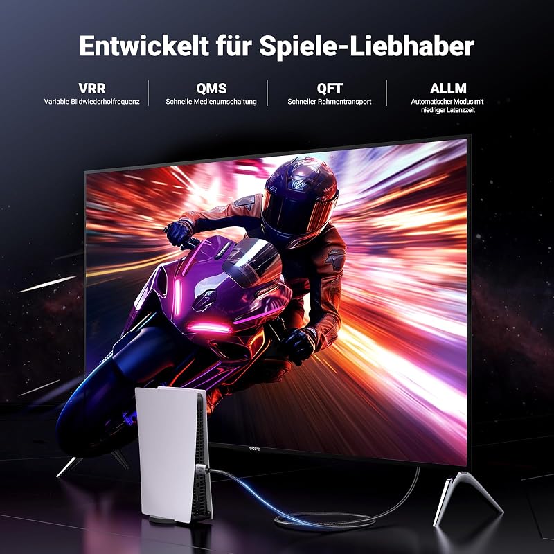 HDMI 2.1 Kabel, 8K@60Hz, 4K@240Hz, HDMI zertifiziert, 48Gbps, 2M