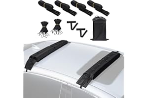 Benlari Universal Car Soft Roof Rack Pads, Roof Pads for Kayak Surfboard SUP Paddle Board Snowboard Canoe Include 2 Heavy Duty Tie Down Straps, 2 Tie Down Rope, 2 Quick Loop Strap and Storage Bag