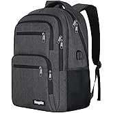 Backpck for Men Women, School Backpack for Boys Teens, 15.6 inch Laptop Back Pack with USB Charger Port, Bookbag with USB Charger for College High Middle School Travel Business Work Mochilas Black