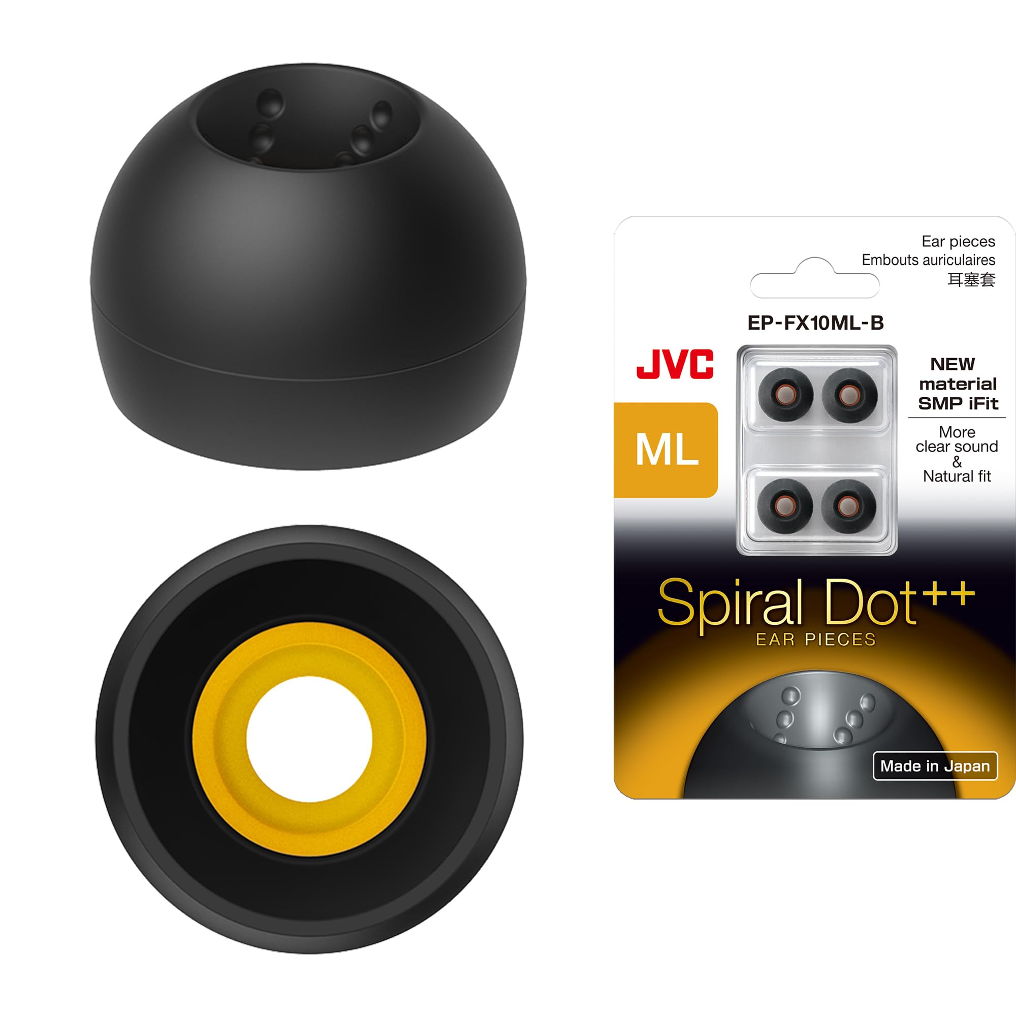 JVC EPFX10 Spiral Dot Earpieces – Set of (4) Ear Tips, Sizes Small Through Large, Fits Many JVC Models (Medium-Large) — image 1