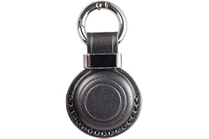KEEPXYZ Genuine Leather Keychain Holder Compatible with Airtag, Secure for Air Tag Keychain Holder Case Cover Key Chain Ring Accessories - Black V2.0
