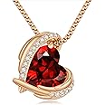 CDE Love Heart Pendant Necklaces for Women, Silver Tone Rose Gold Tone Birthstone Jewelry Gifts for Wife Mom Her