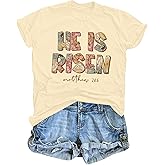 ASTANFY Womens Easter Shirt Christian Shirts: He is Risen Shirt Christian Easter Graphic T Shirt Casual Easter Shirts