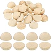 PATIKIL 30mm Half Wood Beads, 24 Pack Unfinished Natural Wooden Beads Round Split Wood Balls for Craft Art Ornaments Painting