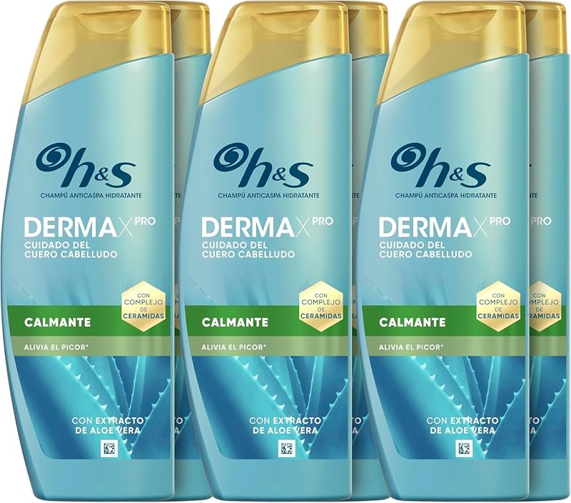 H&s dermaxpro shampoo calmante anticaspa para couro cabeludo seco e com coceira – clinicamente testado e dermatologicamente testado, 300ml x6 — foto 1 de 6
