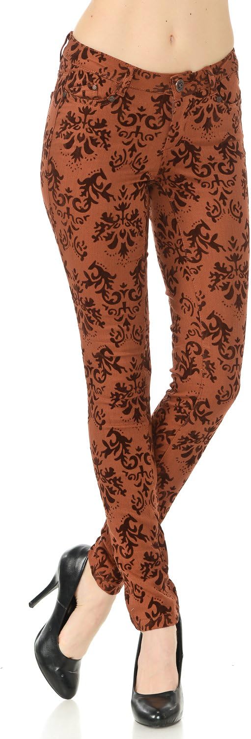 Women's Velvet Flocking Brocade Print Pants