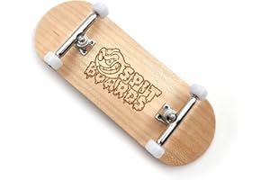 SPITBOARDS® 34 mm Fingerboard Complete Wood Pro Set-Up (Pre-Assembled, 5-Layers), Pro Trucks, CNC Bearing Wheels, Foam Grip Tape, (Deck: Maple Wood, Trucks: Silver, Wheels: White)