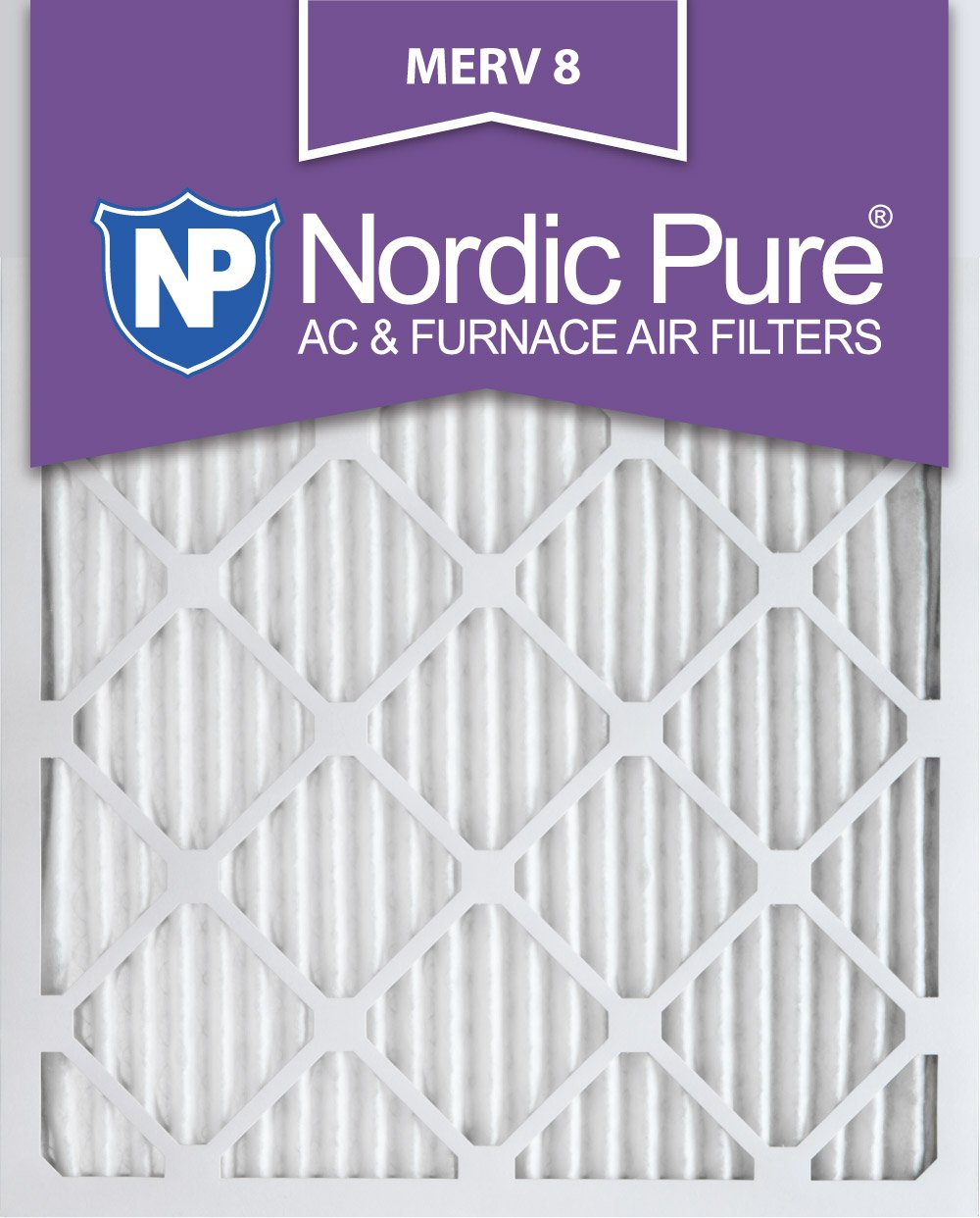 Nordic Pure 20x25x1M8-6 MERV 8 Pleated AC Furnace Air Filter, 20x25x1, Box of 6