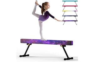EL&IT·Wings 6ft/8ft Gymnastic Balance Beam, Adjustable High and Low Level Floor Beam - Highly Stable - Gym Practice Training Equipment for Kids Children Girls Home
