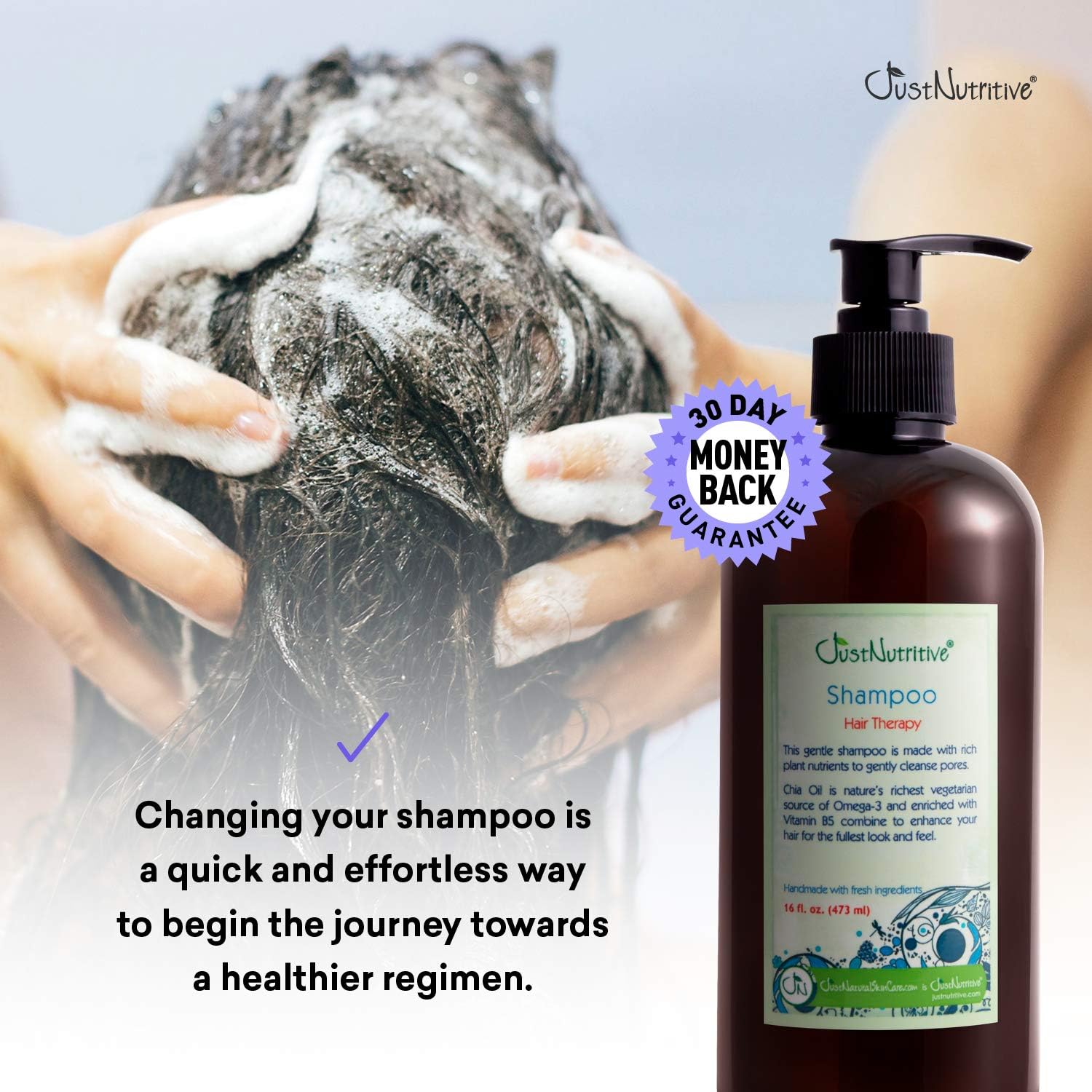 Hair Loss Therapy Shampoo for Thinning Hair and Hair Loss Improves Hair Regrowth, for Men and Women Natural & Nutritive Botanical Ingredients, Sulfate Free, All Hair Types, 16 Fl Oz Just Nutritive: Health & Personal Care