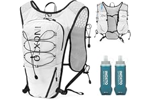 IX INOXTO Running Vest for Women Men, Adjustable Chest Straps Running Hydration Vest with 500ml Soft Flask, Lightweight Breathable Reflective Hydration Backpack for Hiking