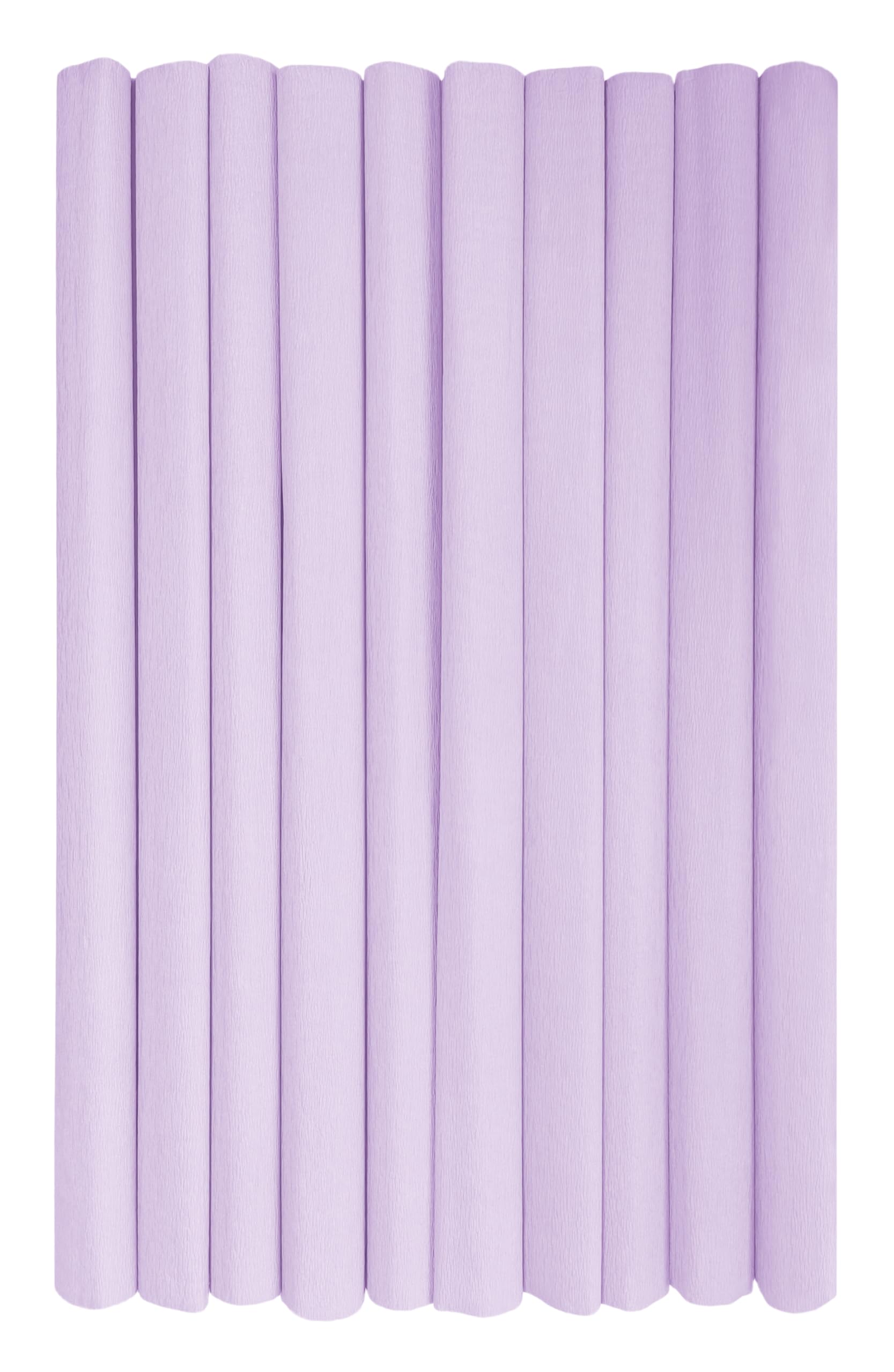 Interdruk - Crepe Paper Rolls for Kids, DIY and Decorations - Pack of 10 Reels (50cm x 200cm, 28g/m2) - 36 Pastel Lavender Purple
