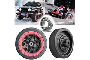 POLYNX 2 Pack 21CM/8.5'' PU Solid EVA Foam Tire for Power Wheels Go Kart Upgrade,1.2CM/0.47in Aperture Front/Rear Wheel for Car/SUV/UTV/ATV/Go Kart Replacement Parts,Free Coupler (8.5in tires)