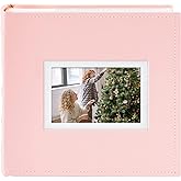 Golden State Art, Faux Leather Photo Album Hold 200 4x6 Photos with Memo Writing Space,Great for Wedding Family(DIY Cover,Color:Pink)
