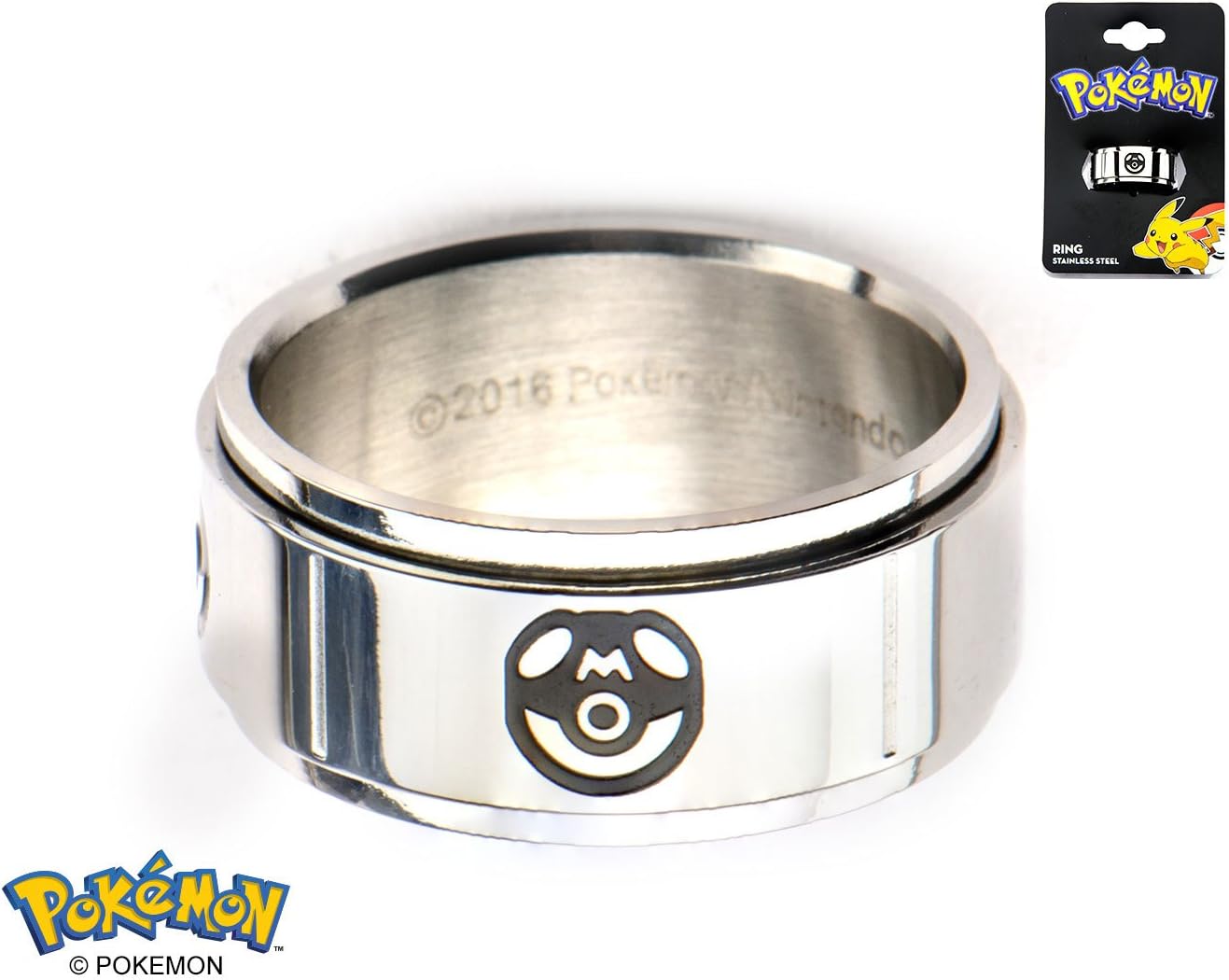 Pokemon Pokeball Spinner Ring 316L Stainless Steel - 10