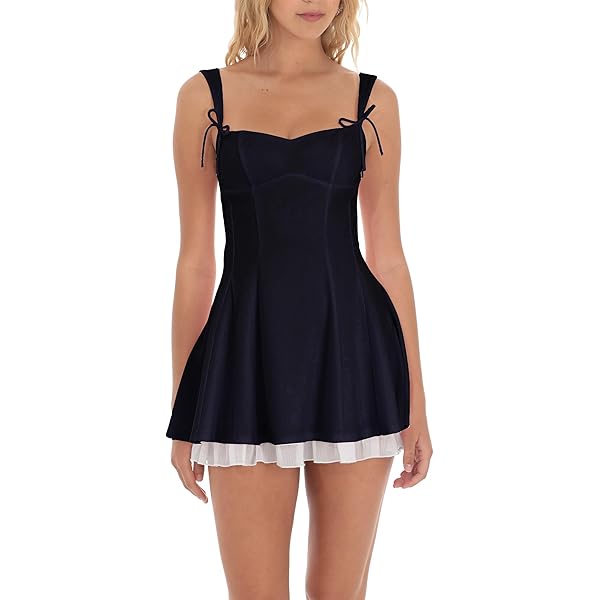 Amazon.com: Argeousgor Women Y2k Graduation College Mini Dress Square Neck  Tie Back Ruffle Sleeve Tiered Flowy A-Line Short Dress s A Black :  Clothing, Shoes & Jewelry