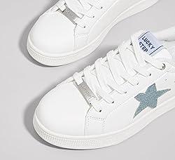 LUCKY STEP Women's Fashion Star Sneaker Lace Up Low