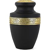 ALPHA Living HOME Handcrafted Cremation Urns for Human Ashes Adult Urn for Ashes Adult Memorial Urn Male and Female Human Ashes Adult Man and Woman Decorative Funeral Urns (Black Gold)
