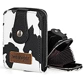 Montana West X Wrangler Cow Print Wallet Women Small Credit Card Holder with Rfid Blocking Zip Credit Card Case,Compact & Easy to Carry Gifts for Women