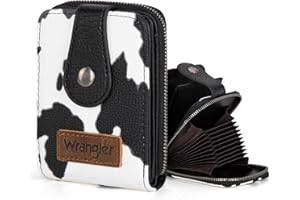 Montana West X Wrangler Credit Card Holder Small Wallets for Women Compact Credit Card Case With Smooth Zipper and ID Window,